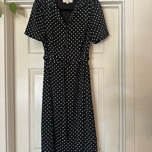 SIMPLE RETRO BAYLEE FRENCH RETRO POLKA DOT V-NECK DRESS